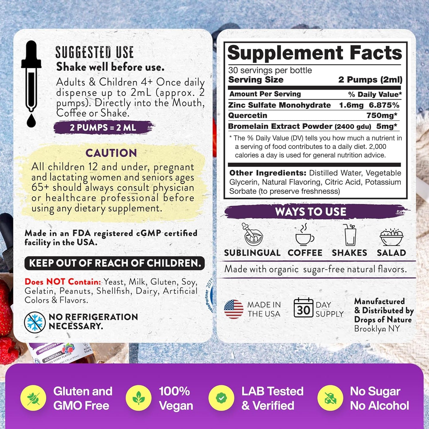 Quercetin, Zinc & Bromelain